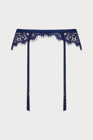 Muse by Coco de Mer Beatrice Suspender Belt Navy