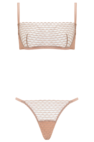 Muse by Coco de Mer Talia Bandeau Bra & Thong Warm Taupe