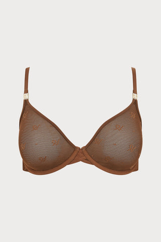 Nudea Monogram Mesh Underwired Demi Bra Espresso