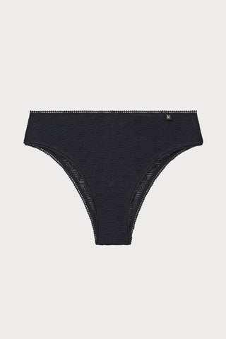 Nudea Sheer Deco High Leg Brief Black