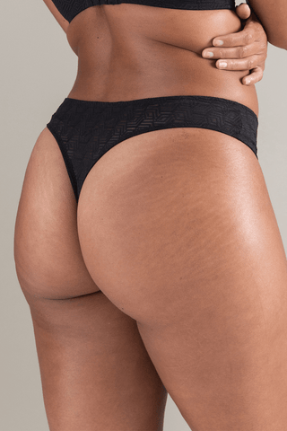 Nudea Sheer Deco Thong Black