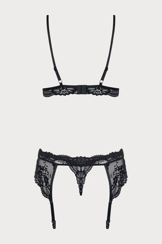 Obsessive 810 3 Piece Set | Black Lace Lingerie