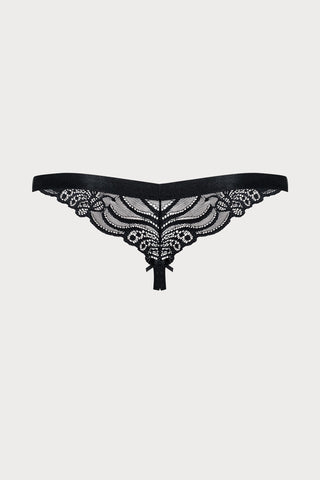 Obsessive 828 Black Lace Crotchless Thong
