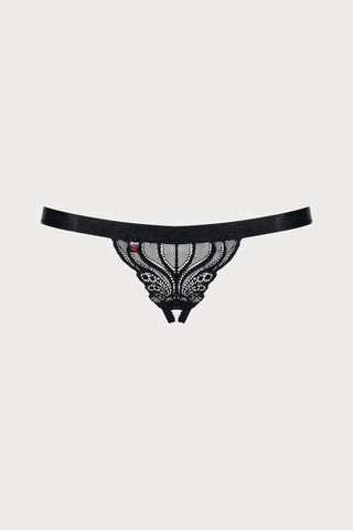 Obsessive 828 Black Lace Crotchless Thong