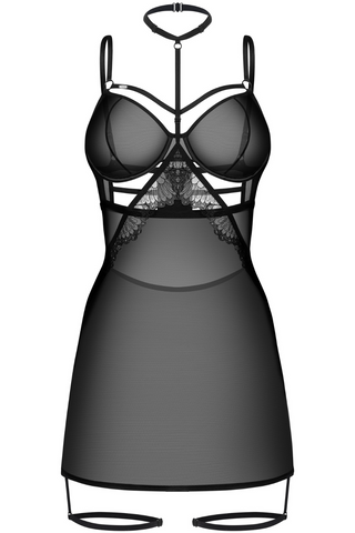 Obsessive Arrowel Sheer Black Underwired Chemise - Sexy Black Lingerie