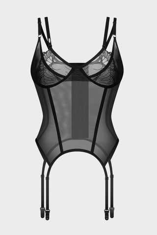 Obsessive Arrowel Sheer Black Underwired Corset