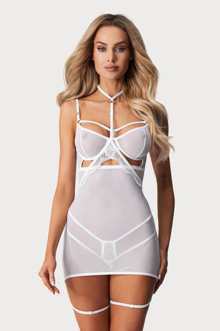 Obsessive Arrowel Sheer White Underwired Chemise