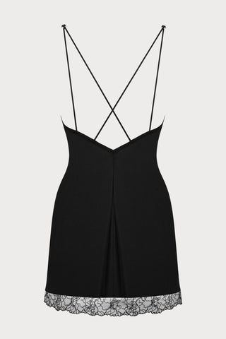 Obsessive Bella Rou Chemise & Thong Black