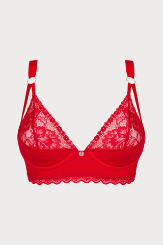 Belovya Red Lace Underwired Bra, Size M-L (UK 10-12)