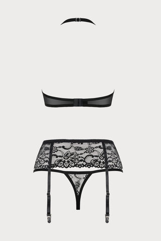 838 Bra, Thong & Garter Belt Black, Size S-M (UK 8-10)
