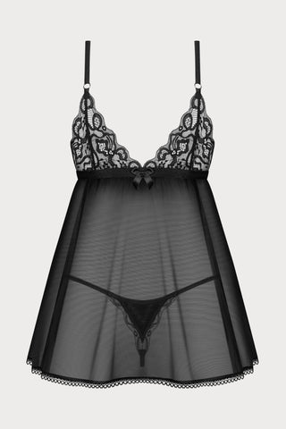 Obsessive Blomentis Babydoll & Thong Black