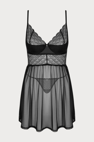 Obsessive Chemeris Babydoll & Thong Black