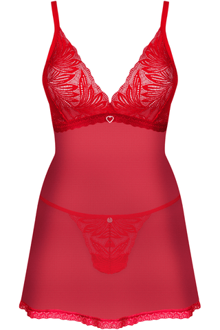 Obsessive Chilisa Babydoll & Thong Set Red