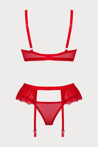 Obsessive Chilisa Bra, Thong & Suspender Red