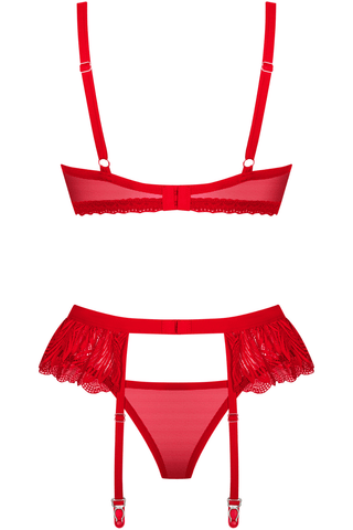 Obsessive Chilisa Bra, Thong & Suspender Red