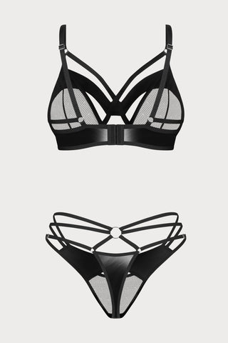 Obsessive Dominna Wire Bra & Thong Set Black