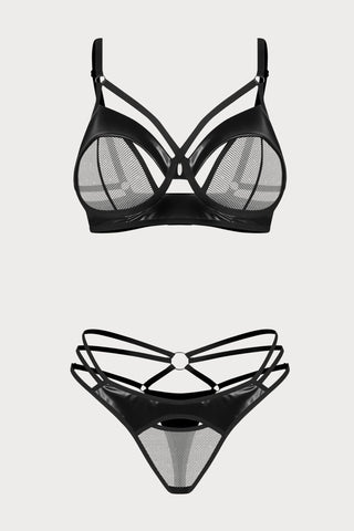 Obsessive Dominna Wire Bra & Thong Set Black