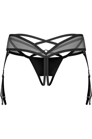 Obsessive Dominna Crotchless Suspender Thong Black