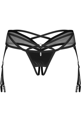 Obsessive Dominna Crotchless Suspender Thong Black