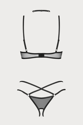 Obsessive Donarella Choker, Open Bra & Thong Black