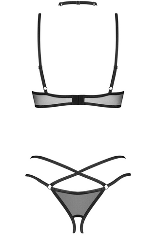 Obsessive Donarella Choker, Open Bra & Thong Black