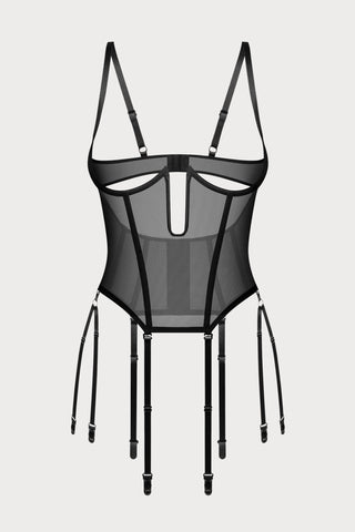 Obsessive Euphori Black Sheer Cupless Corset
