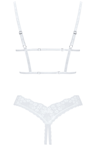 Obsessive Heavenlly Open Bra & Crotchless Thong Set White