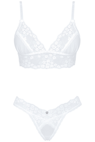 Obsessive Heavenlly Bra & Thong Set White