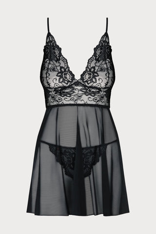 Obsessive Idillia Babydoll & Thong Black