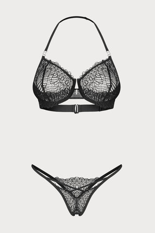 Obsessive Iliosa Lace Lingerie Set Black