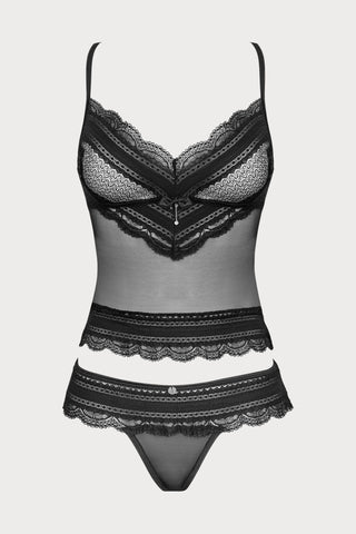 Obsessive Ivannes Top & Thong Set Black