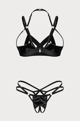 Obsessive Keira Lise Black Cupless Bra & Crotchless Thong