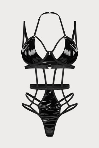 Keira Lise Black Underwired Thong Bodysuit, Size L-XL (UK 12-14)