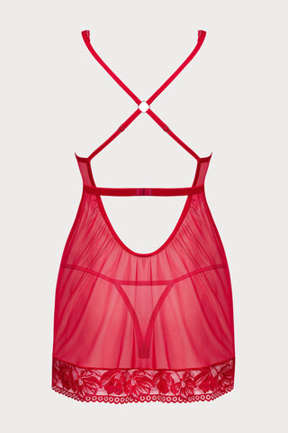 Obsessive Lacelace Babydoll & Thong Set Red