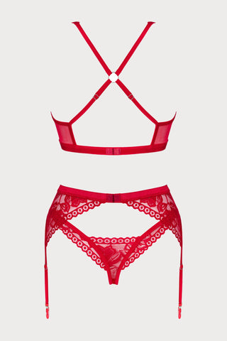 Obsessive Lacelove 3 Piece Set Red