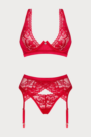 Obsessive Lacelove 3 Piece Set Red