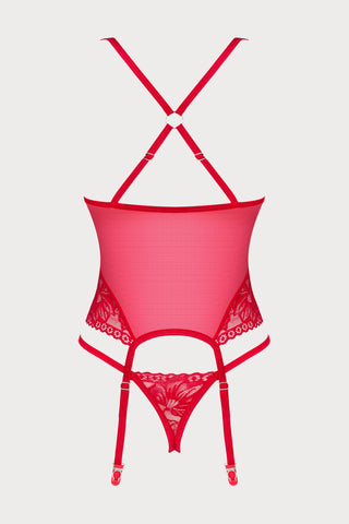 Obsessive Lacelove Corset & Thong Red