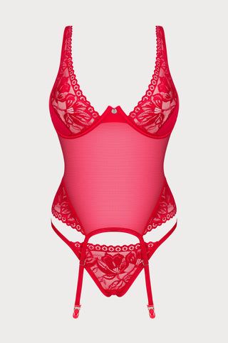 Obsessive Lacelove Corset & Thong Red