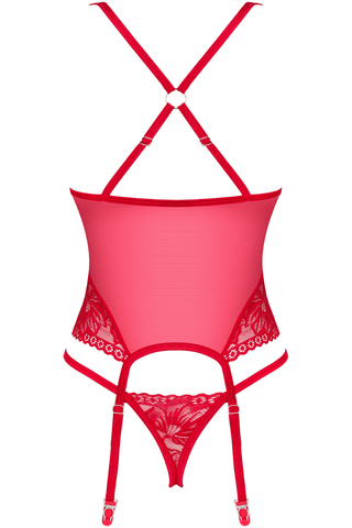 Obsessive Lacelove Corset & Thong Red