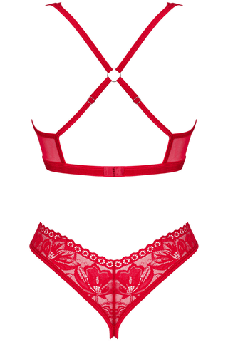 Obsessive Lacelove Open Bra & Thong Red