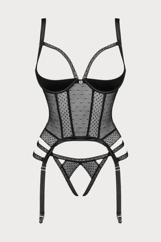 Obsessive Lanelia Open Corset & Thong Black