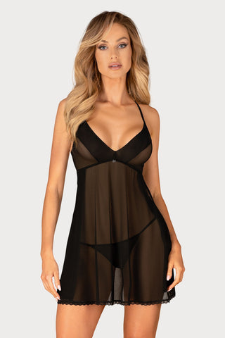 Obsessive Latinesa Babydoll & Thong Black