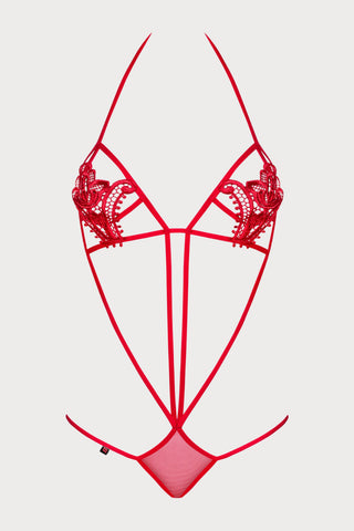 Luiza Red Thong Bodysuit