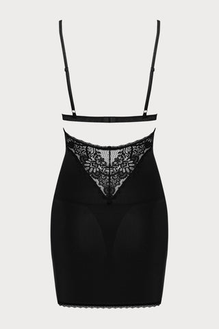 Obsessive Maderris Chemise & Thong Set Black