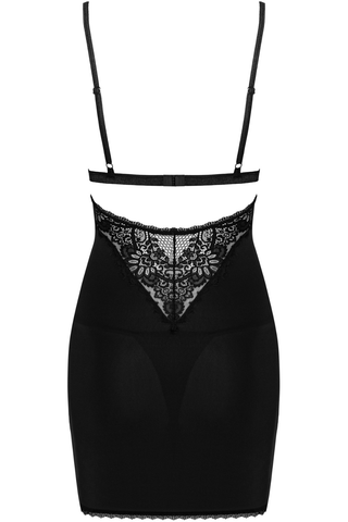 Obsessive Maderris Chemise & Thong Set Black