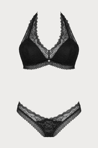 Obsessive Medilla Halterneck Bra & Thong Black