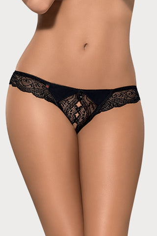 Obsessive Miamor Crotchless Lace Thong Black