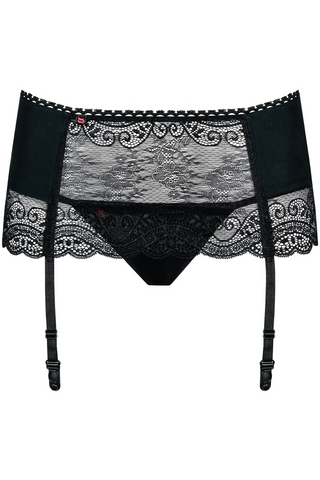 Obsessive Miamor Black Lace Suspender & Mini Thong Set
