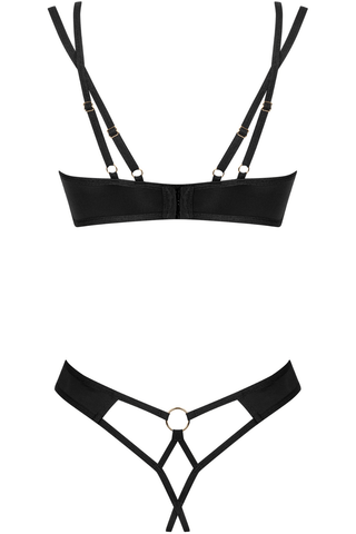 Obsessive Nesari Bra & Crotchless Thong Black