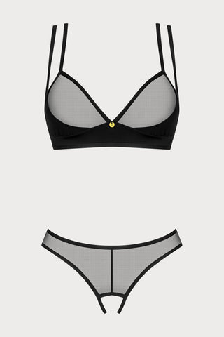 Obsessive Nesari Bra & Crotchless Thong Black